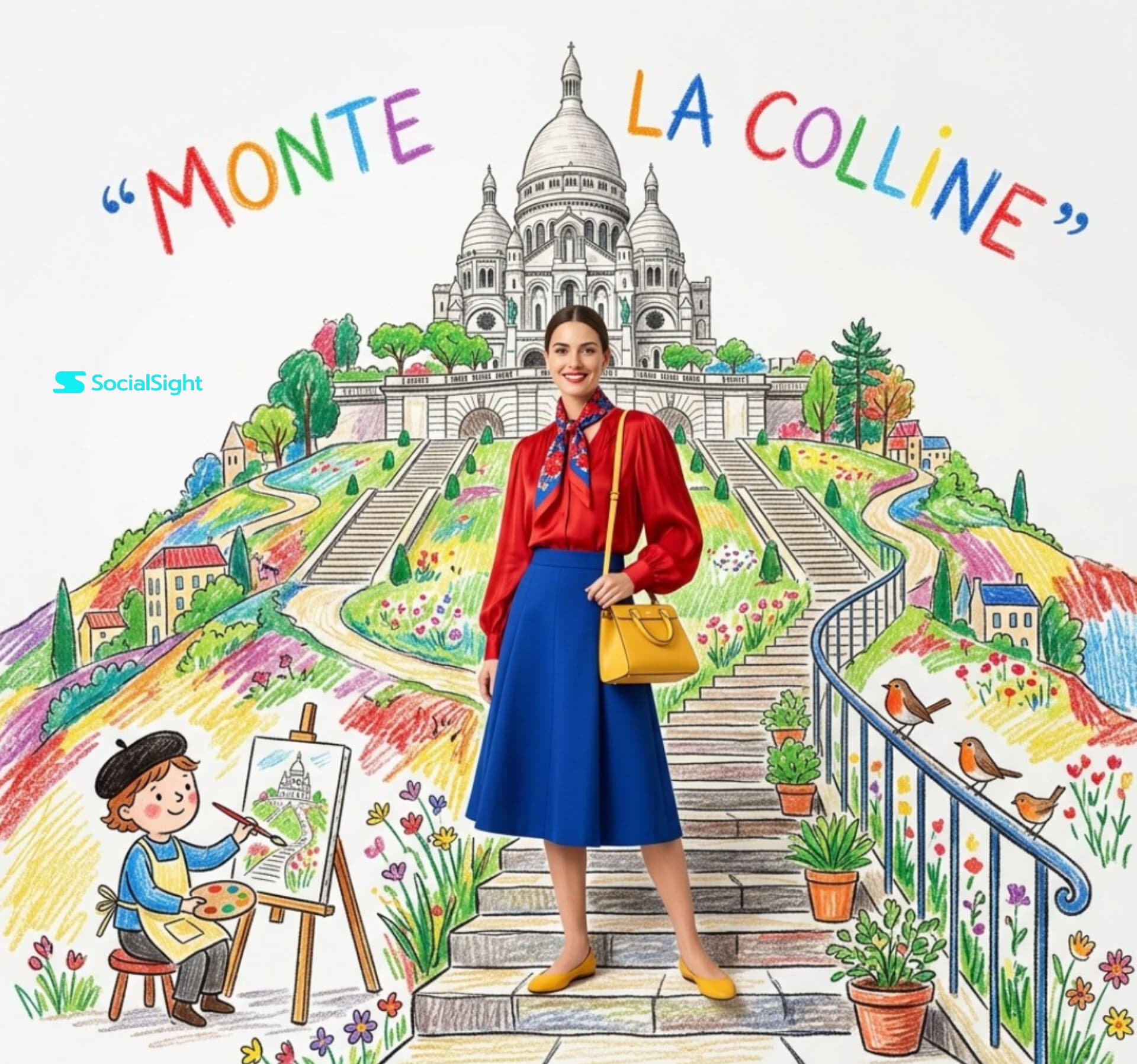 French editorial crayon fashion illustration