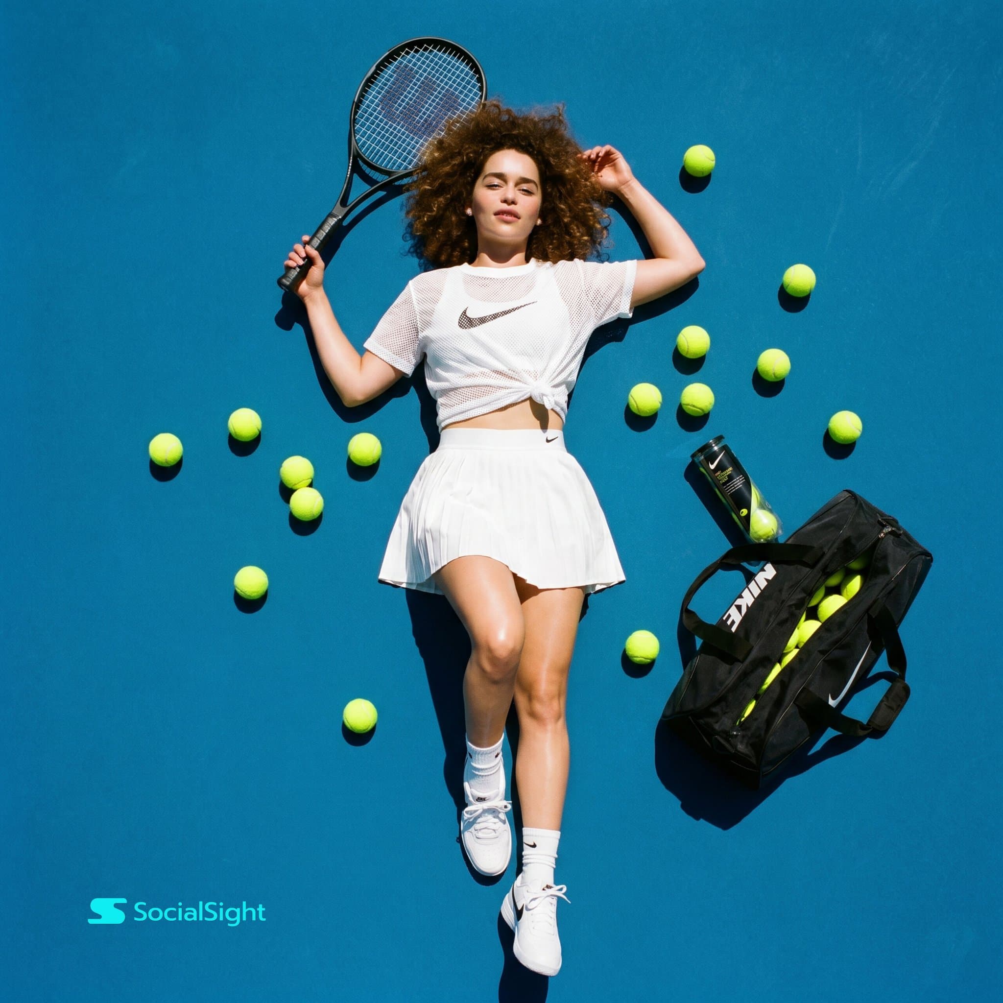 Top-Down Tennis Court Fashion Flat Lay