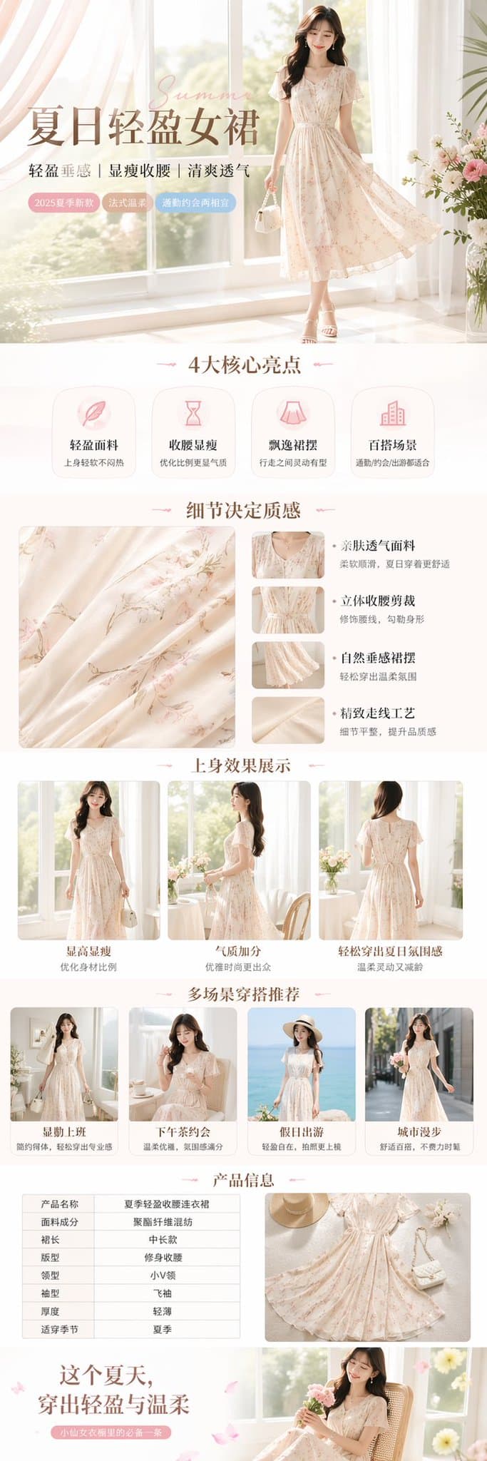 Fresh Summer Women's Dress E-commerce Display