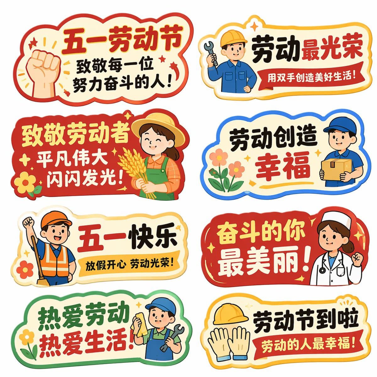 May Day Labor Day Hand-held Sign Creative Design Collection