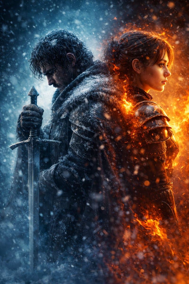 Ice and Fire Duo Back-to-Back Epic Movie Poster