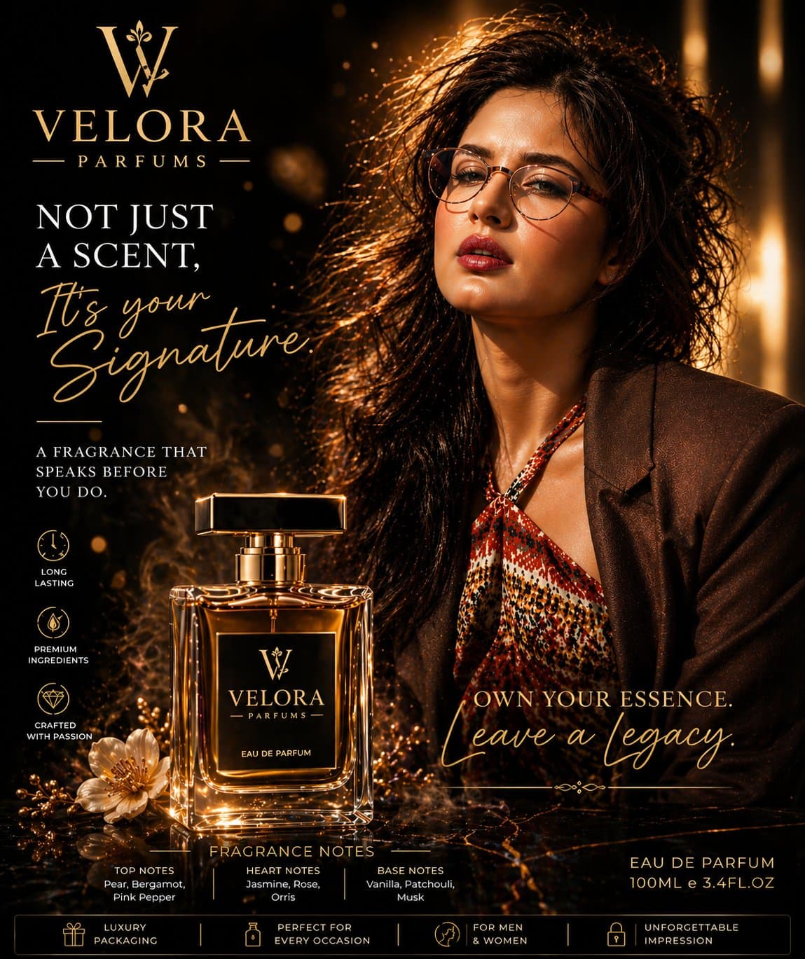VELORA Luxury Perfume Advertisement Poster