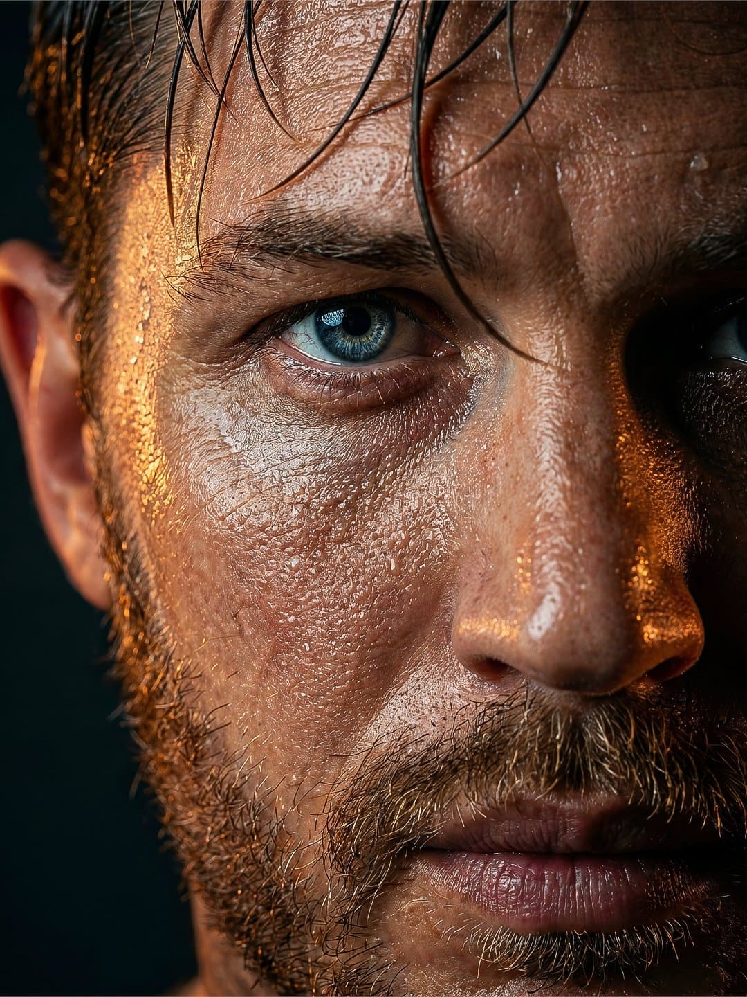 rugged man cinematic close-up portrait