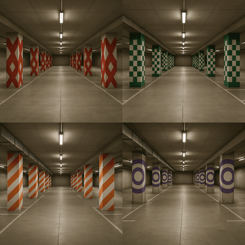 Concrete Parking Lot Grid Pattern