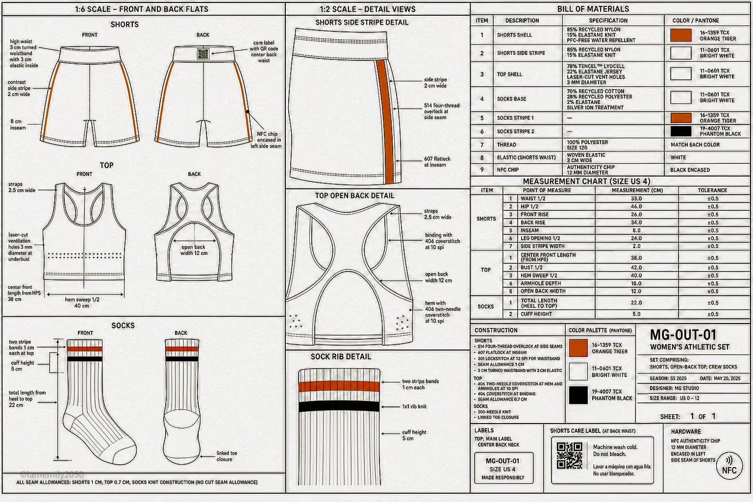 1970s athletic recycled knit spec sheet