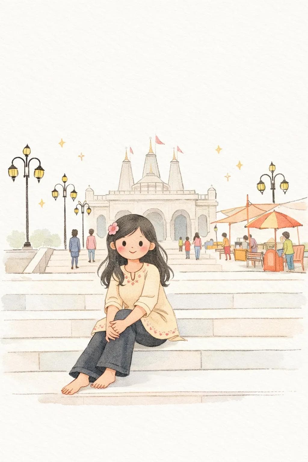 Minimalist hand-drawn children's illustration style