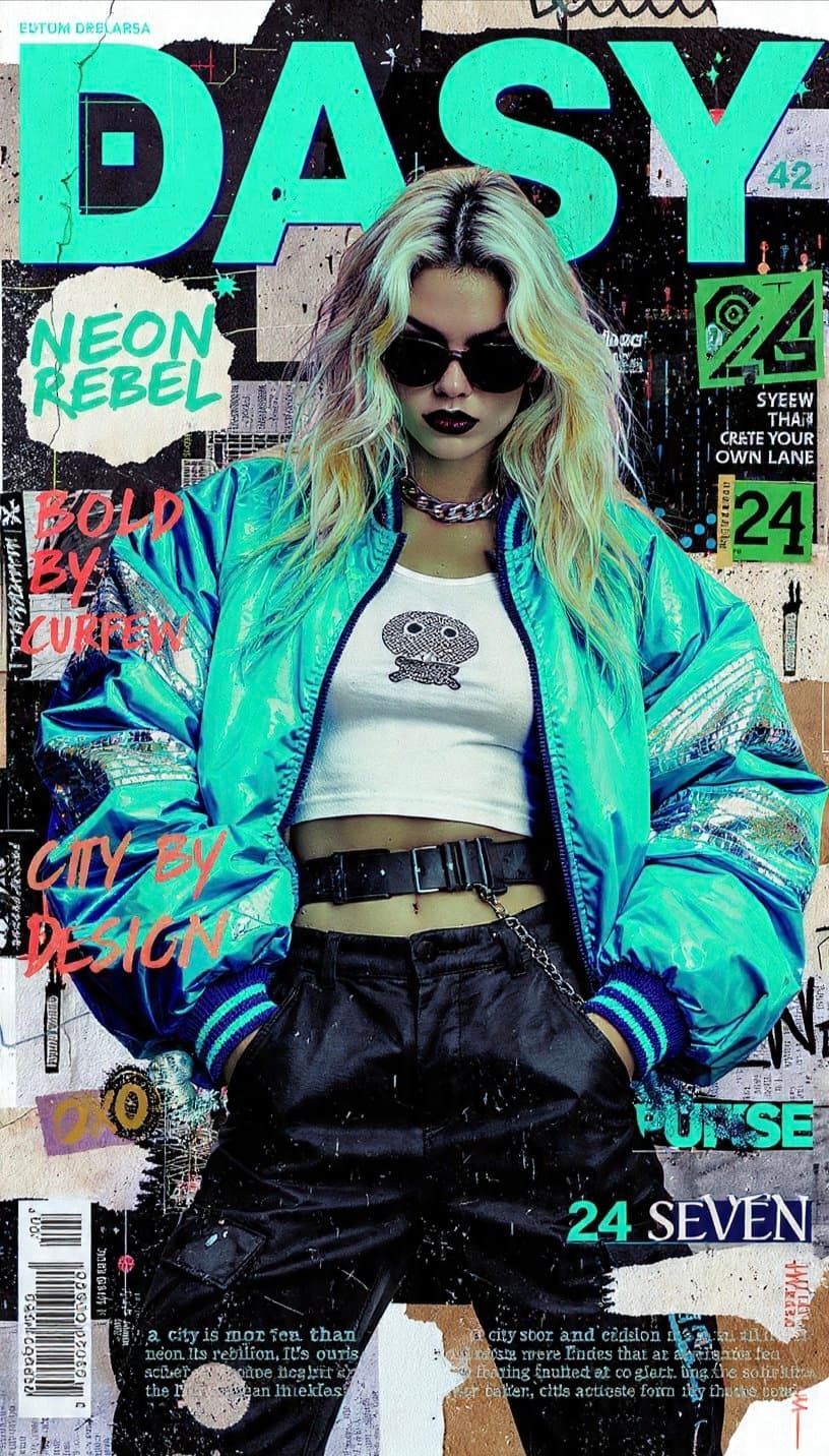 Cyberpunk DASY magazine cover woman
