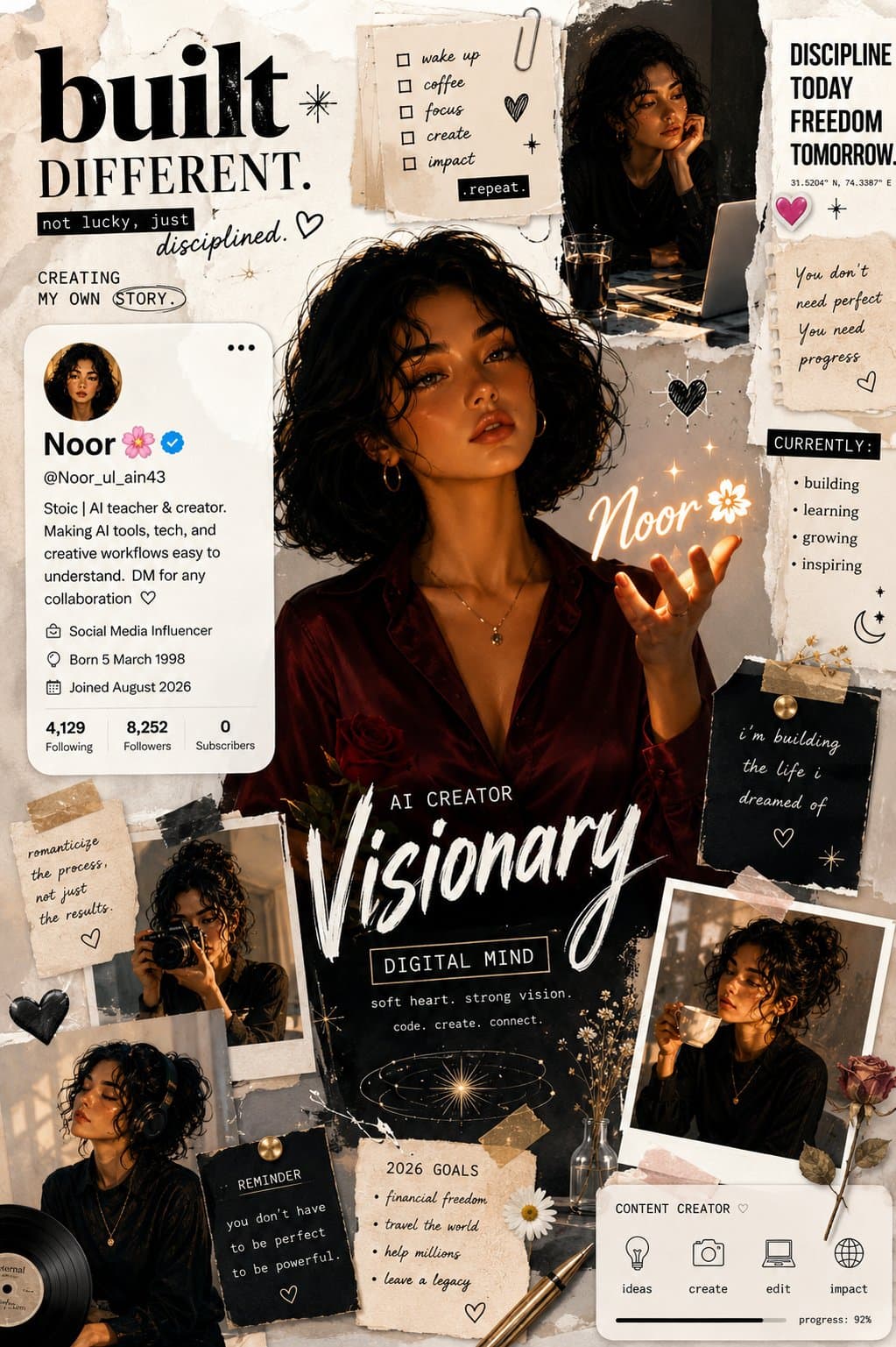 Cinematic editorial vision board collage poster