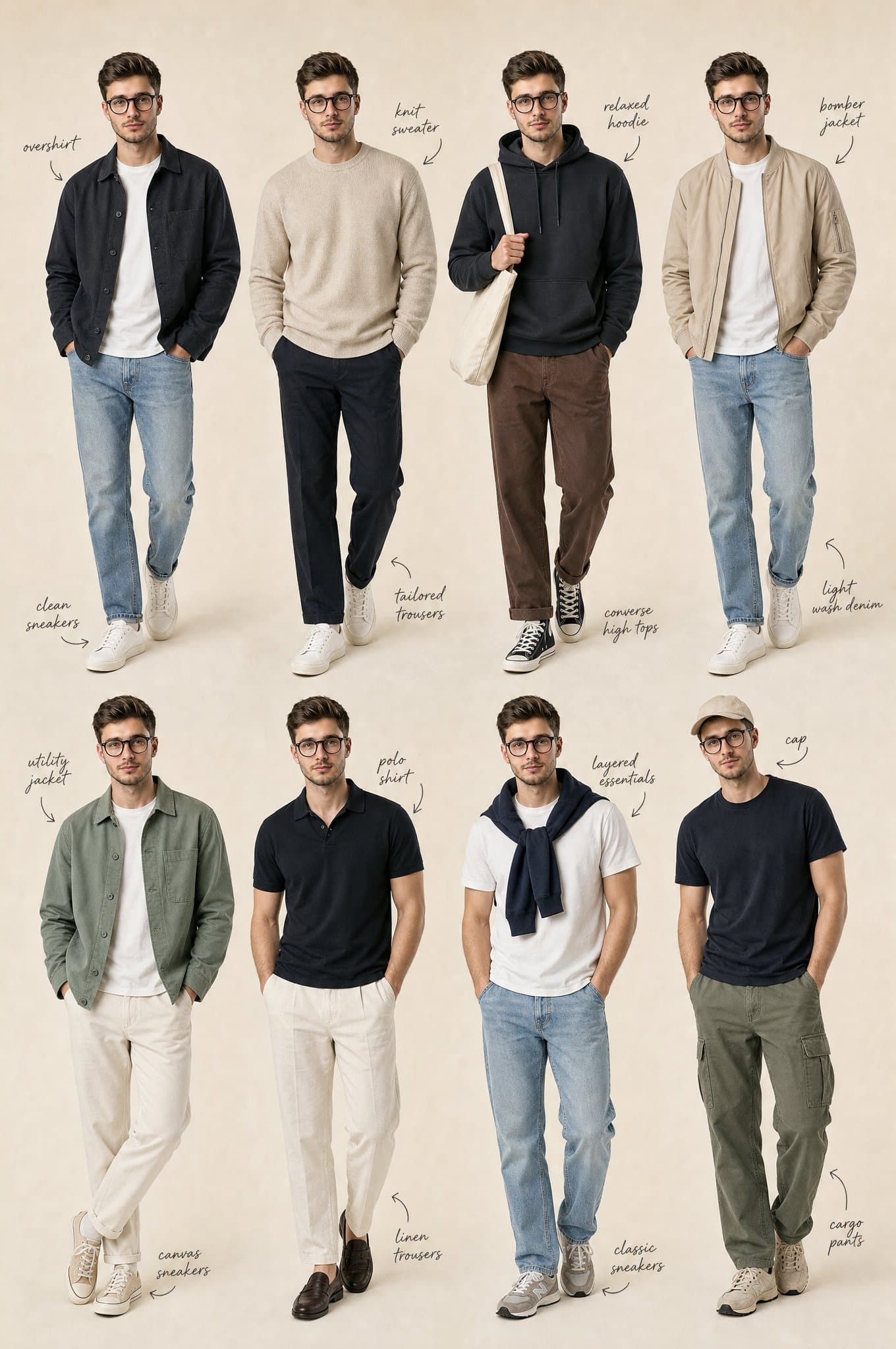 fashion editorial collage with handwritten labels