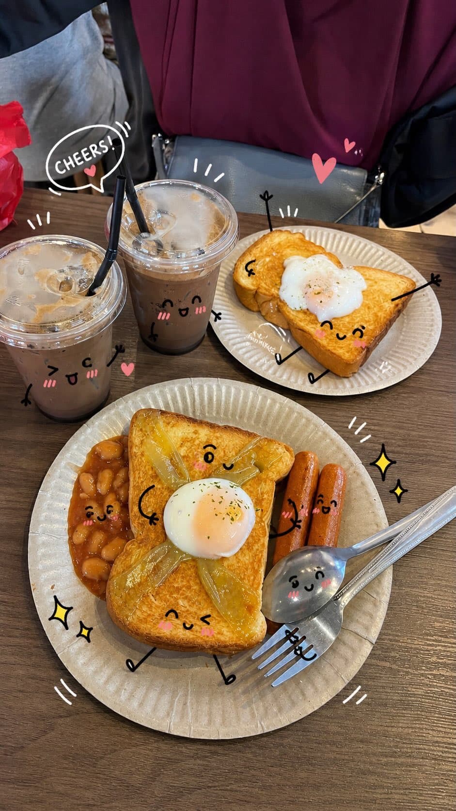 Kawaii cozy café breakfast doodle