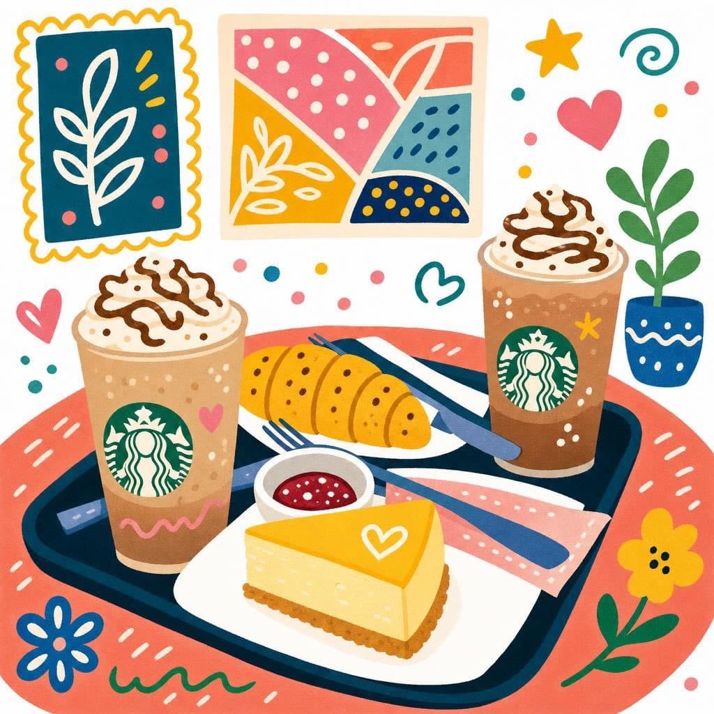 Cute Café Breakfast Doodle