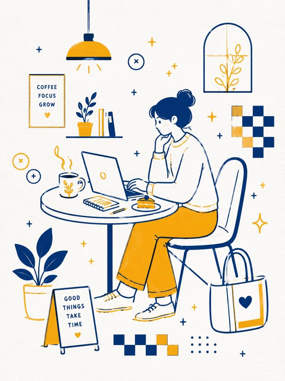 Cozy Work Café Flat Vector