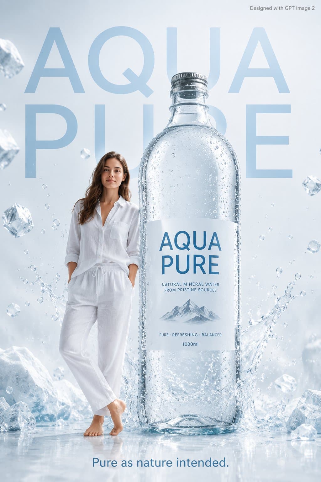 Arctic white luxury mineral water advertisement